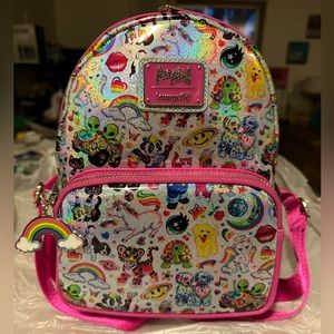 Loungefly x Lisa Frank all-over-print iridescent mini backpack NWT